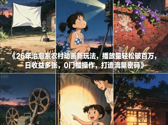 26年治愈系农村动画新玩法,播放量轻松破百万,日收益多张,0门槛操作,打造流量密码插图 26年治愈系农村动画新玩法,播放量轻松破百万,日收益多张,0门槛操作,打造流量密码