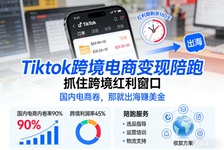 Tiktok跨境电商变现陪跑,抓住跨境红利窗口,国内电商卷,那就出海賺美金插图 Tiktok跨境电商变现陪跑,抓住跨境红利窗口,国内电商卷,那就出海賺美金