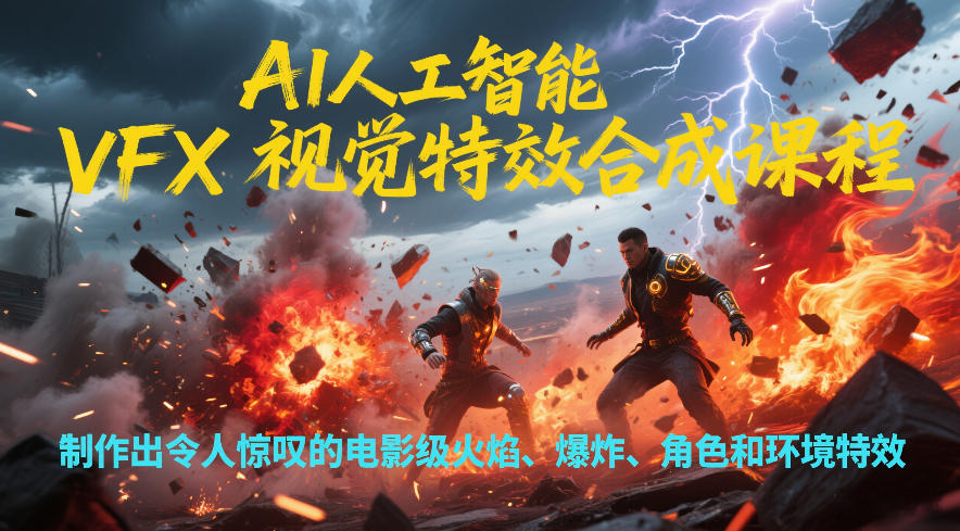 AI人工智能VFX视觉特效合成课程,制作出令人惊叹的电影级火焰、爆炸、角色和环境特效插图 AI人工智能VFX视觉特效合成课程,制作出令人惊叹的电影级火焰、爆炸、角色和环境特效