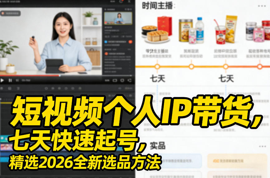 短视频个人IP带货,七天快速起号,精选2026全新选品方法插图 短视频个人IP带货,七天快速起号,精选2026全新选品方法