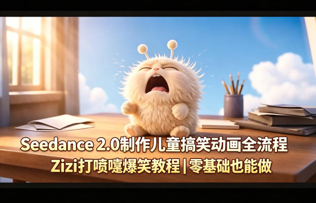 Seedance 2.0制作儿童搞笑动画全流程Zizi打喷嚏爆笑教程｜零基础也能做