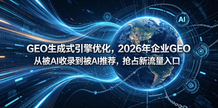 GEO生成式引擎优化,2026年企业GEO从被AI收录到被AI推荐,抢占新流量入口插图 GEO生成式引擎优化,2026年企业GEO从被AI收录到被AI推荐,抢占新流量入口