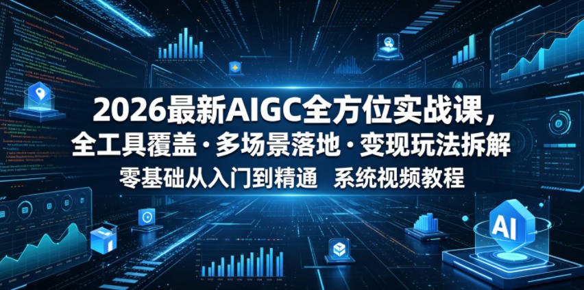 2026最新AIGC全方位实战课，全工具覆盖・多场景落地・变现玩法拆解，零基础从入门到精通系统视频教程