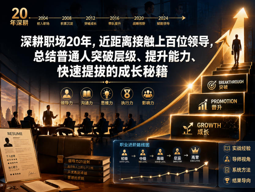 付费文章：深耕职场20年，近距离接触上百位领导，总结普通人突破层级、提升能力、快速提拔的成长秘籍（全网独家干货）