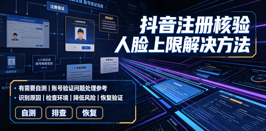 抖音注册核验人脸上限解决方法，有需要自测