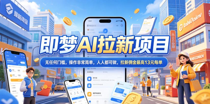 2026年即梦AI拉新项目最新玩法，无任何门槛，操作非常简单，人人都可做，拉新佣金最高13米每单（更新6月30日）