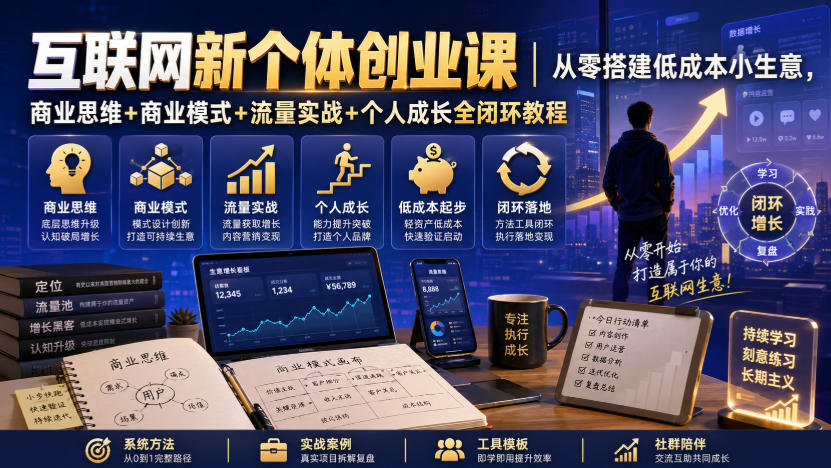 互联网新个体创业课|从零搭建低成本小生意,商业思维+商业模式+流量实战+个人成长全闭环教程(更新0922)插图 互联网新个体创业课|从零搭建低成本小生意,商业思维+商业模式+流量实战+个人成长全闭环教程(更新0922)