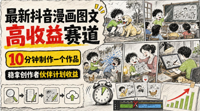最新抖音漫画图文高收益赛道,10分钟制作一个作品,稳拿创作者伙伴计划收益插图 最新抖音漫画图文高收益赛道,10分钟制作一个作品,稳拿创作者伙伴计划收益
