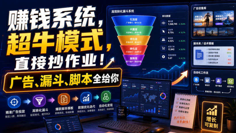 賺钱系统,超牛模式,直接抄作业!广告、漏斗、脚本全给你【原创双语字幕】插图 賺钱系统,超牛模式,直接抄作业!广告、漏斗、脚本全给你【原创双语字幕】