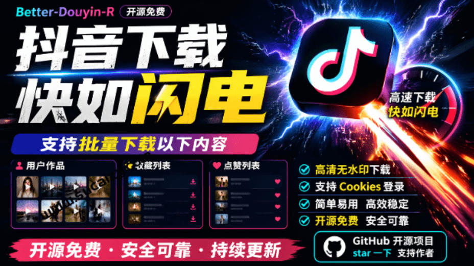 超级好用!抖音视频下载神器,支持批量下载用户作品收藏列表和点赞列表,开源完全免费Better-douyin-R插图 超级好用!抖音视频下载神器,支持批量下载用户作品收藏列表和点赞列表,开源完全免费Better-douyin-R