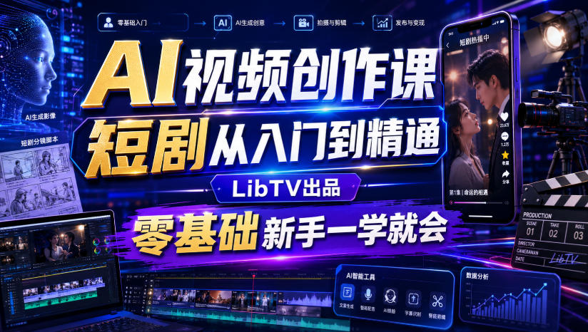 AI视频创作课,短剧从入门到精通,LibTV出品,零基础新手一学就会插图 AI视频创作课,短剧从入门到精通,LibTV出品,零基础新手一学就会