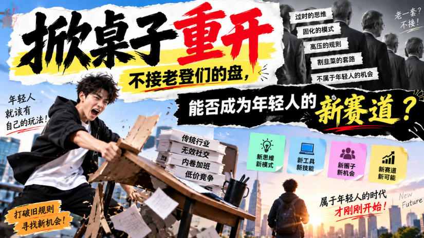 某公众号付费文章:掀桌子重开,不接老登们的盘,能否成为年轻人的新赛道?插图 某公众号付费文章:掀桌子重开,不接老登们的盘,能否成为年轻人的新赛道?
