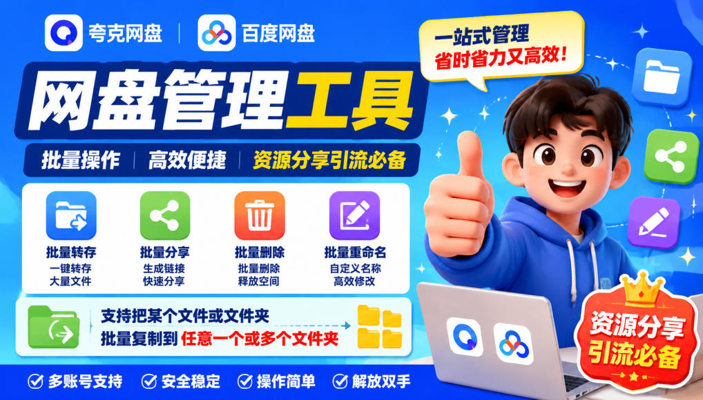 夸克网盘批量文件重命名,批量转存、批量分享、批量复制,内置AI功能插图 夸克网盘批量文件重命名,批量转存、批量分享、批量复制,内置AI功能