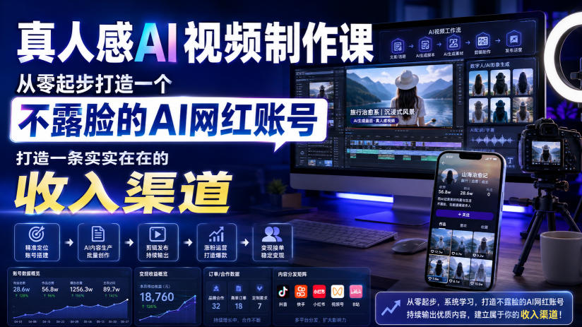 真人感AI视频制作课,从零起步打造一个不露脸的AI网红账号,打造一条实实在在的收入渠道【原创双语字幕】插图 真人感AI视频制作课,从零起步打造一个不露脸的AI网红账号,打造一条实实在在的收入渠道【原创双语字幕】