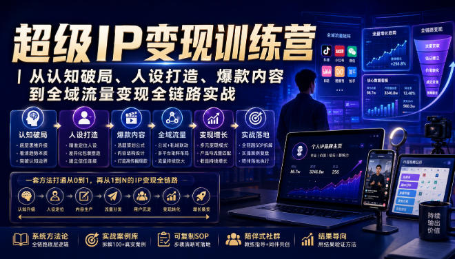 超级IP变现训练营|从认知破局、人设打造、爆款内容到全域流量变现全链路实战插图 超级IP变现训练营|从认知破局、人设打造、爆款内容到全域流量变现全链路实战