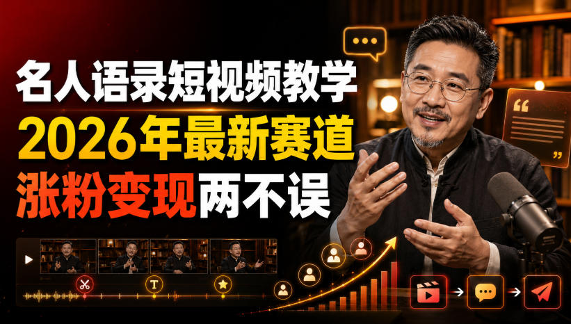 名人语录短视频教学,2026年最新赛道,涨粉变现两不误插图 名人语录短视频教学,2026年最新赛道,涨粉变现两不误